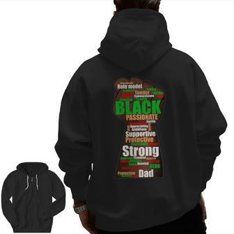 Black Dad Wordcloud Art Father's Day Tshirt African American Zip Up Hoodie Back Print | Mazezy