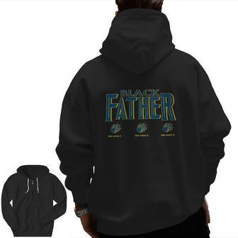 Black Father Kid Name Personalized Dog Paws Zip Up Hoodie Back Print | Mazezy