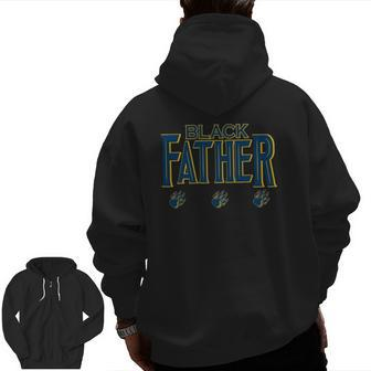 Black Father Panther Father's Day African American Dad Zip Up Hoodie Back Print | Mazezy