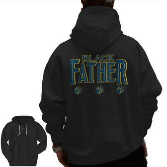 Black Father Panther Father's Day African American Dad Zip Up Hoodie Back Print | Mazezy