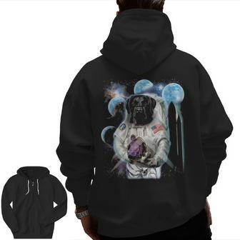 Black Labrador Dog Astronaut Space Shuttle Moon Zip Up Hoodie Back Print | Mazezy
