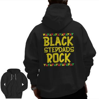 Black Stepdad Rock Kente African American Pride History Zip Up Hoodie Back Print | Mazezy DE