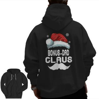 Bonus-Dad Claus Matching Family Christmas Pajamas Xmas Santa Zip Up Hoodie Back Print | Mazezy AU