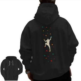 Bouldering Climber Free Climbing Small Rock Formation Zip Up Hoodie Back Print | Mazezy