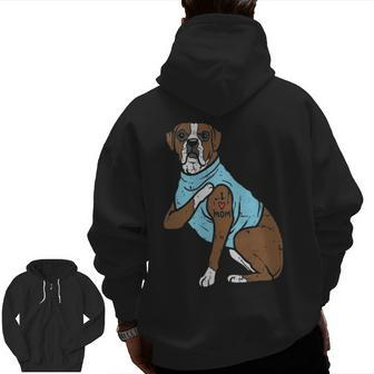 Boxer I Love Mom Cute Animal Pet Dog Lover Girls Zip Up Hoodie Back Print | Mazezy