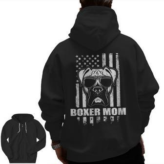 Boxer Mom Cool Vintage Retro Proud American Zip Up Hoodie Back Print | Mazezy
