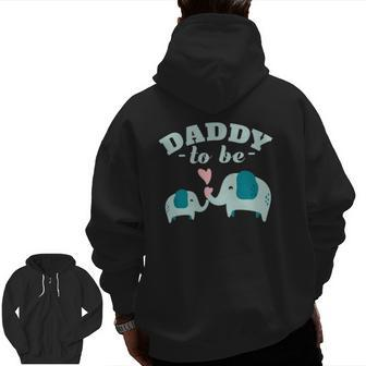 Boy Elephant Baby Shower Daddy To Be Zip Up Hoodie Back Print | Mazezy