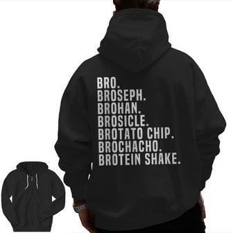 Bro Broseph Broham Gym Workout Weightlifting Fitness Zip Up Hoodie Back Print | Mazezy
