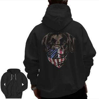 Brown Labrador In Patriotic Usa America Bandana Dog Zip Up Hoodie Back Print | Mazezy DE
