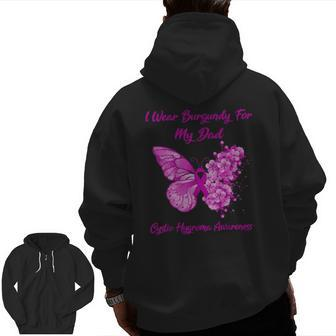 Butterfly I Wear Burgundy For My Dad Cystic Hygroma Warrior Zip Up Hoodie Back Print | Mazezy CA