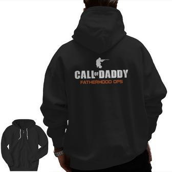 Call Of Daddy Fatherhood Ops Army Father's Day Zip Up Hoodie Back Print | Mazezy