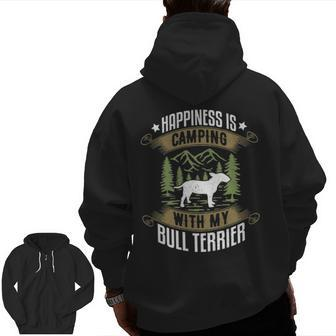 Camping With Bull Terrier Camp Lover Camping And Dogs Zip Up Hoodie Back Print | Mazezy