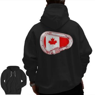 Canada Flag Climbing Carabiner Zip Up Hoodie Back Print | Mazezy