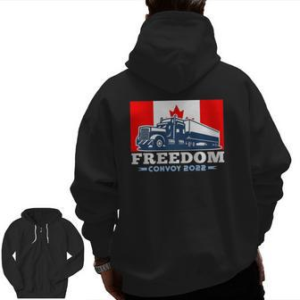 Canada Flag Freedom Convoy 2022 Premium Zip Up Hoodie Back Print | Mazezy