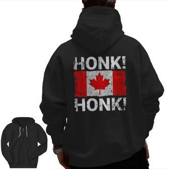 Canada Freedom Convoy Truckers Honk Honk Distressed Zip Up Hoodie Back Print | Mazezy