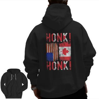 Canadian Trucker Canada Freedom Convoy Honk Honk Zip Up Hoodie Back Print | Mazezy