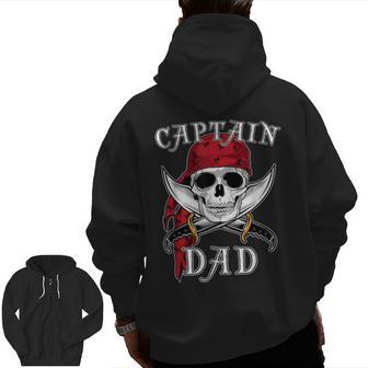 Captain Dad Skeleton Halloween Zip Up Hoodie Back Print | Mazezy