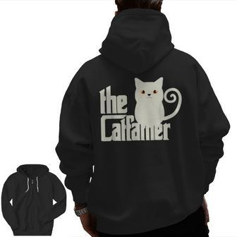 Cat Dad The Catfather Cats Kitten Zip Up Hoodie Back Print | Mazezy
