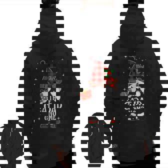 Cat Dad Gnome Buffalo Plaid Matching Family Christmas Pajama Zip Up Hoodie Back Print | Mazezy