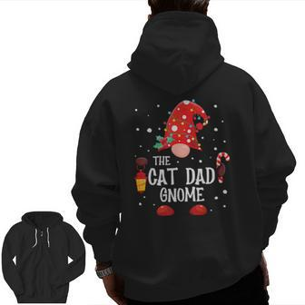 The Cat Dad Gnome Matching Family Christmas Gnome Pajama Zip Up Hoodie Back Print | Mazezy