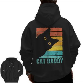 Cat Daddy Cute Cats Lover For Men Dad Grandpa Zip Up Hoodie Back Print | Mazezy