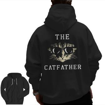 Cat Father Kitty Dad Fathers Day Meow Feline Zip Up Hoodie Back Print | Mazezy
