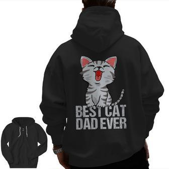 Cat Lover Vintage Best Cat Dad Ever Bump Fit Zip Up Hoodie Back Print | Mazezy