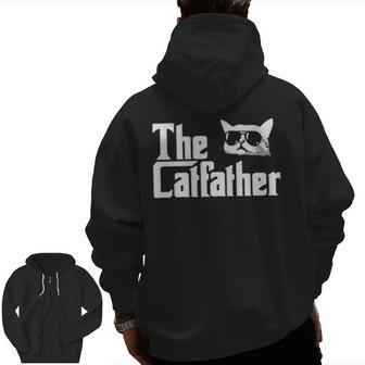 The Catfather Cat Dad Zip Up Hoodie Back Print | Mazezy