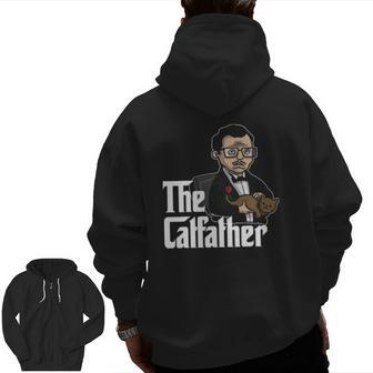 The Catfather Cat Dad Father Of Cats Zip Up Hoodie Back Print | Mazezy