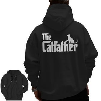 The Catfather Cat Dad Father Lover Zip Up Hoodie Back Print | Mazezy