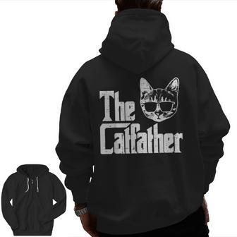 The Catfather Cat Dad Fathers Day Movie Pun Papa Men Zip Up Hoodie Back Print | Mazezy UK