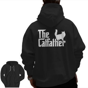 The Catfather Cat Dad For Men Cat Lover Zip Up Hoodie Back Print | Mazezy AU