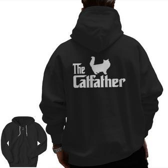The Catfather Persian Cat Lover Father Cat Dad Zip Up Hoodie Back Print | Mazezy