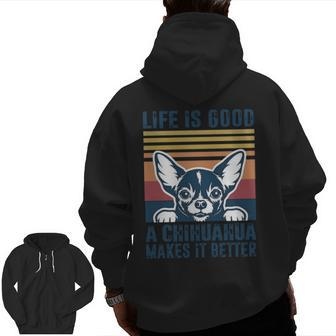 Chihuahua Dog For Men Women Chihuahua Lovers Zip Up Hoodie Back Print | Mazezy
