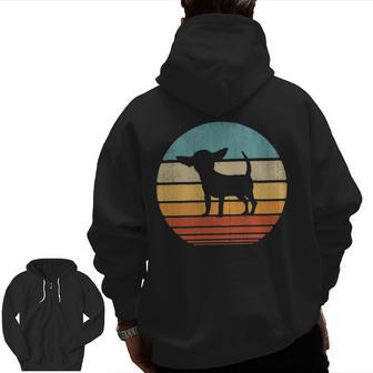 Chihuahua Vintage Silhouette 60S 70S Retro Dog Lover Zip Up Hoodie Back Print | Mazezy