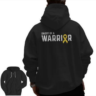 Childhood Cancer Awareness Products Ribbon Warrior Dad Zip Up Hoodie Back Print | Mazezy