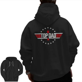 Christmas Top Dad Top Movie Gun Jet Father's Day Zip Up Hoodie Back Print | Mazezy