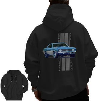 Classic American Muscle Cars Vintage Cars Zip Up Hoodie Back Print | Mazezy