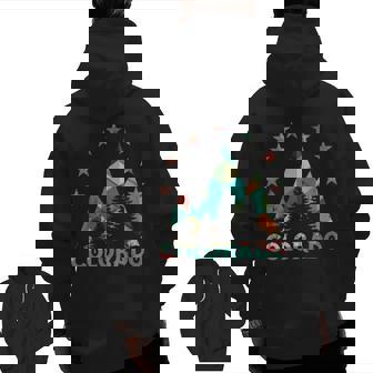 Colorado Mountains Pine Trees And Elk Poly Zip Up Hoodie Back Print | Mazezy