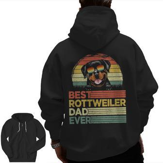 Cool Best Rottweiler Dad Ever Father's Day Zip Up Hoodie Back Print | Mazezy