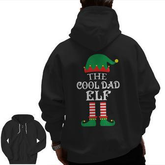 The Cool Dad Elf Matching Family Group Christmas Pajama Zip Up Hoodie Back Print | Mazezy