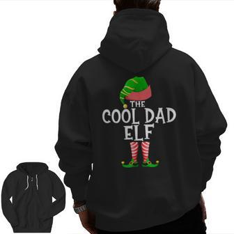 Cool Dad Elf Matching Family Group Christmas Party Pajama Zip Up Hoodie Back Print | Mazezy