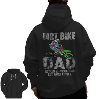 Cool Dirt Bike Dad Father's Day Zip Up Hoodie Back Print | Mazezy
