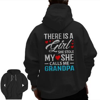 Cool Grandpa From Granddaughter Red Hearts Zip Up Hoodie Back Print | Mazezy