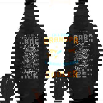 Cool Grandpa Motorcycle Idea Zip Up Hoodie Back Print | Mazezy