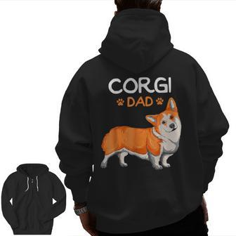 Corgi Dad Dog Father Men Fathers Day Zip Up Hoodie Back Print | Mazezy
