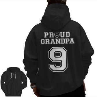 Custom Proud Football Grandpa Number 9 Personalized For Men Zip Up Hoodie Back Print | Mazezy