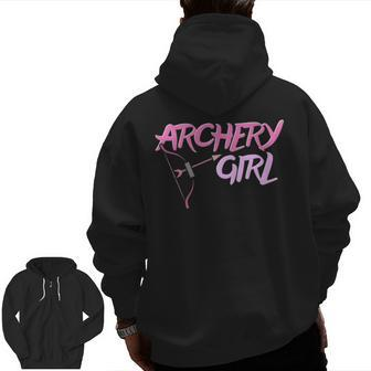 Cute Archery Girl Bow And Arrow Girly Sports Zip Up Hoodie Back Print | Mazezy