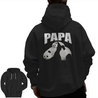 Cute Graphic Panda Papa Bear Dad Zip Up Hoodie Back Print | Mazezy