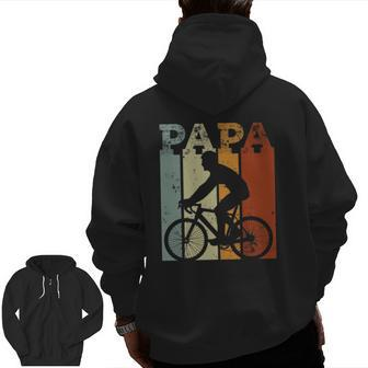 Cycling Biker Vintage Retro Bicycle Cyclist Papa Zip Up Hoodie Back Print | Mazezy